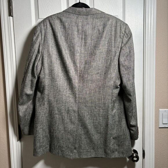 Christian Brooks 100% Silk Gray Blazer Suit Jacket 44 L Tweed 2 Button Pocket US - Picture 3 of 10